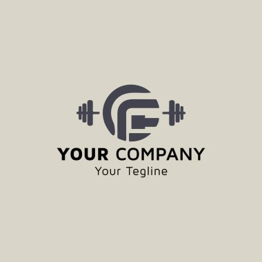 Alphabet GF image, dumbbell icon with letter GF, company vector design