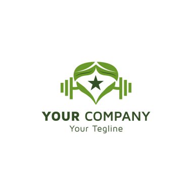 Tree leaf with green gradient color, physical fitness dumbbell icon, Physical Fitness logo icon, green gradient color, company vector design