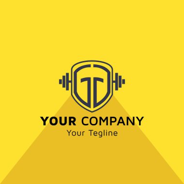 Bumbbell icon, Alphabet GG image, company vector design