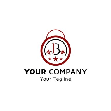 Alphabet B image, kettlebell dumbbell icon with star, physical fitness logo, Physical Fitness logo icon, green gradient color, company vector design