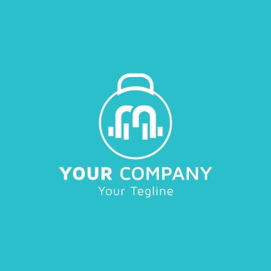 Kettlebell bumbbell icon, alphabet M image, physical fitness logo, Physical Fitness logo icon, green gradient color, company vector design