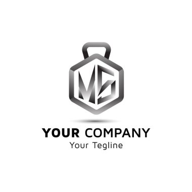 Kettlebell dumbbell image, alphabet MS physical fitness vector icon, Physical Fitness logo icon, green gradient color, company vector design