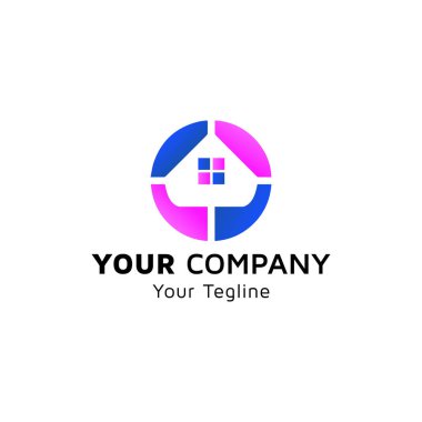 Renkli bir emlak logosu imajı, logo tasarımı fikri