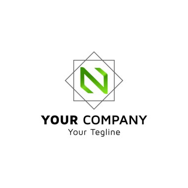 Gradyan renkli N logosu, logo tasarımı fikri