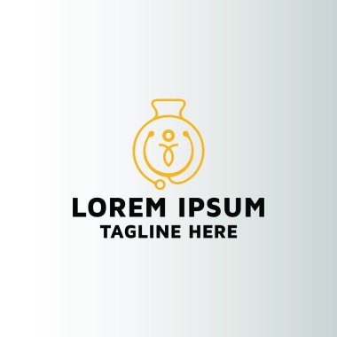 Yoga resmi, fitness simgesi sarı renk vektör logo tasarımı fikri