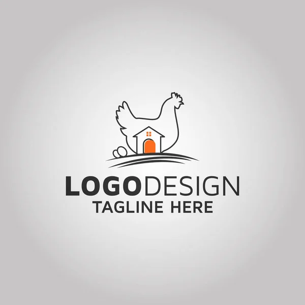 Chicken House Logo Design Idea — Vector de stock