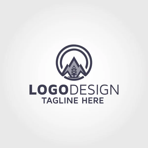 Mountain Tree Logo Design Idea — 图库矢量图片