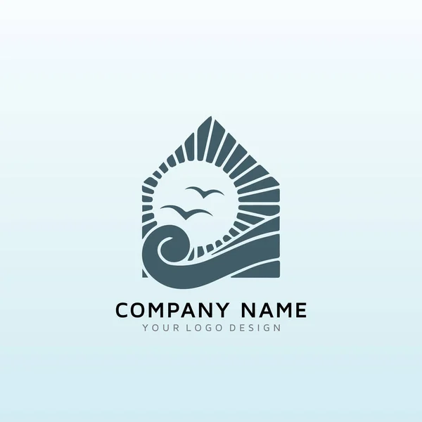 Sea Real Estate Vector Logo Design — Vettoriale Stock