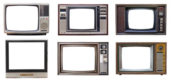 Set Classic Vintage Retro Style Old Television Cut Screen Old — Stockfoto