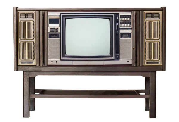 Klassieke Vintage Retro Stijl Met Houten Kast Standaard Oude Televisie — Stockfoto