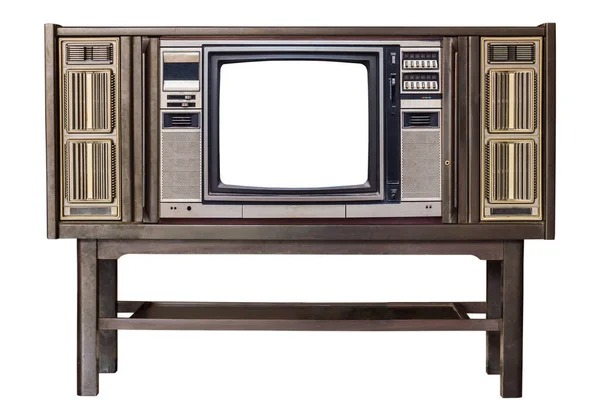 Estilo Clássico Vintage Retro Com Caixa Madeira Stand Televisão Antiga — Fotografia de Stock