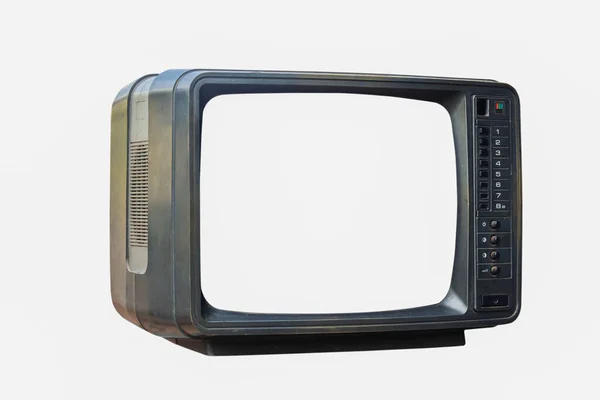 老式家用电视接收机 背景为白色背景 老式电视屏幕为背景 — 图库照片