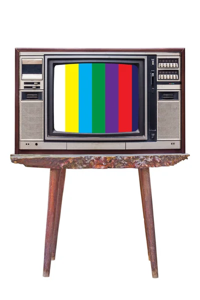 Viejo Receptor Retro Del Televisor Casero Madera Del Color Tabla — Foto de Stock