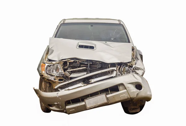 Auto Zerstört Isoliert Auf Weißem Hintergrund Auto Das Mit Einem Stockbild