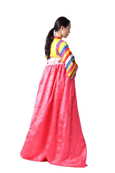 Hanbok Giyen Güzel Bir Asyalı Kadın Kore Nin Ulusal Elbisesidir — Stok fotoğraf