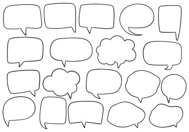 hand drawn background Set of cute speech bubble in doodle style clipart