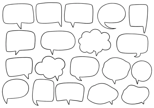 Hand Drawn Background Set Cute Speech Bubble Doodle Style — Stock Vector