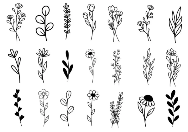 0004 Hand Drawn Flowers Doodle — Vector de stock