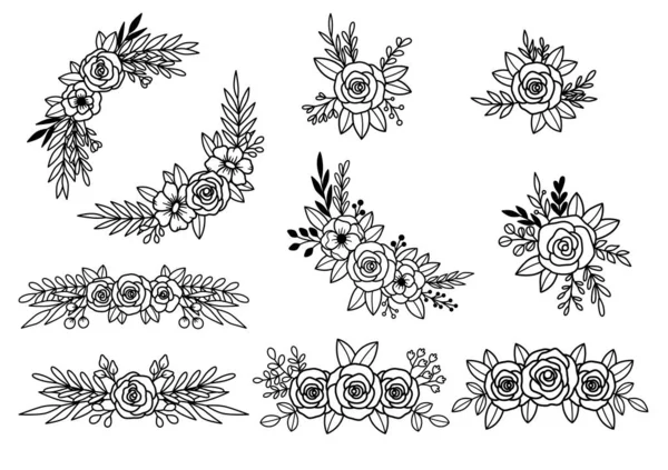 0001 Hand Drawn Flowers Doodle — ストックベクタ