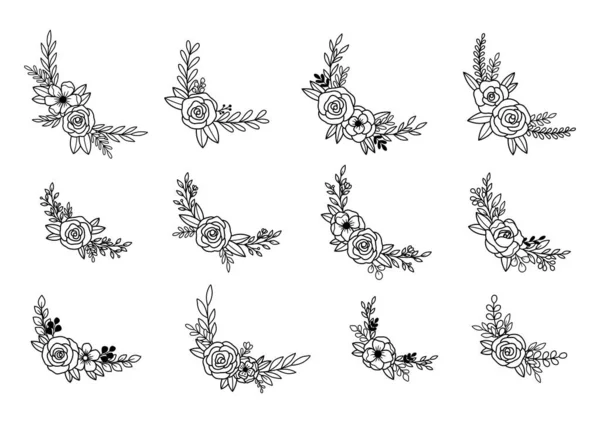 0004 Hand Drawn Flowers Doodle — Image vectorielle