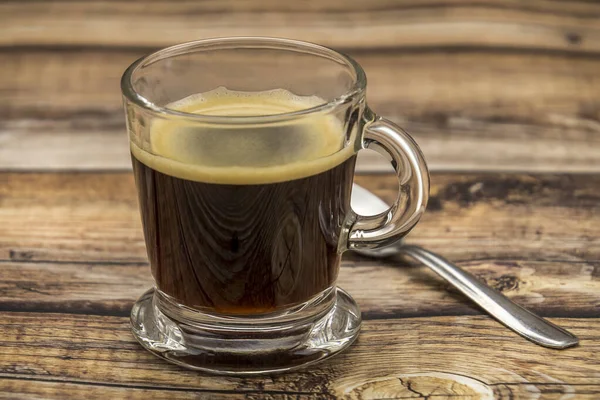 Taza Espresso Sobre Una Mesa Madera — Foto de Stock