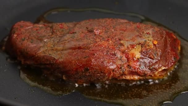 Pechuga Pato Cocinando Una Sartén — Vídeos de Stock