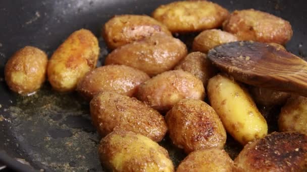 New Potatoes Cooking Pan — Stock Video