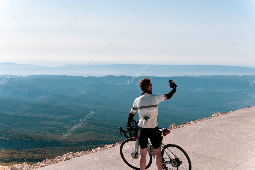 cyclist having successfully climbed Mont-Ventoux