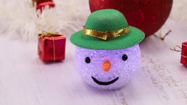 Muñeco Nieve Brillante Decoraciones Navidad — Vídeo de stock