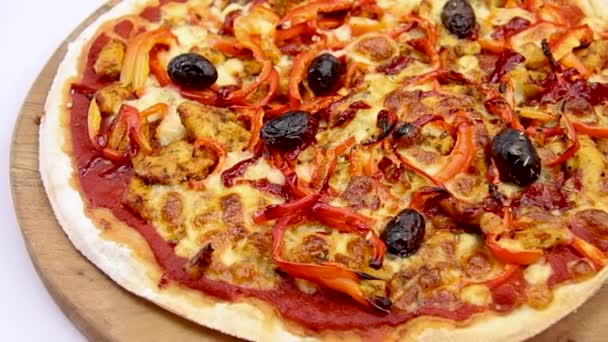 Pizza Poulet Poivre Sur Une Table — Video