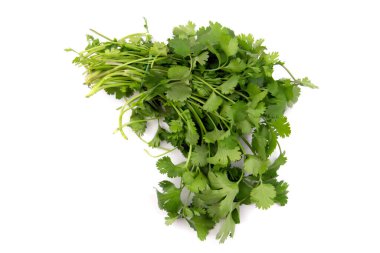 Beyaz arkaplanda izole edilmiş kişniş sürüsü