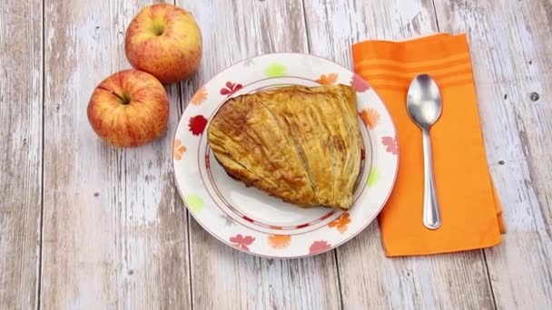 Apple Turnover Plate — Stock Video