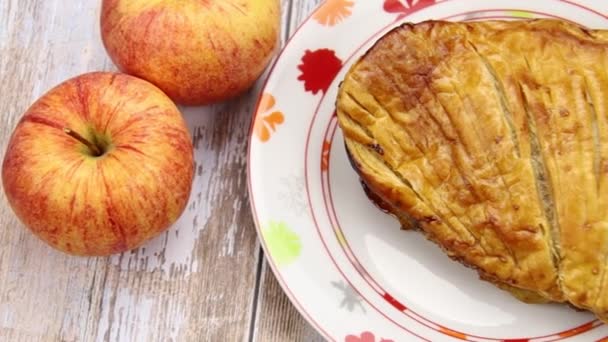 Apple Turnover Plate — Stock Video