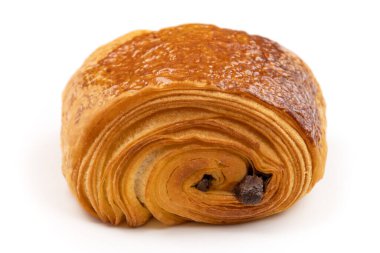 Beyaz arka planda çikolatalı ekmek.