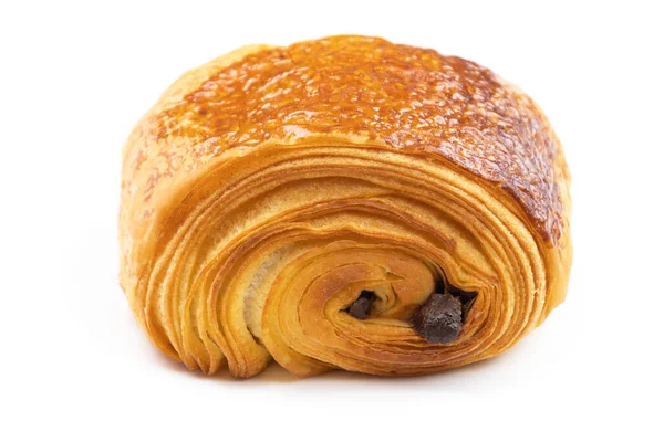 Beyaz arka planda çikolatalı ekmek.