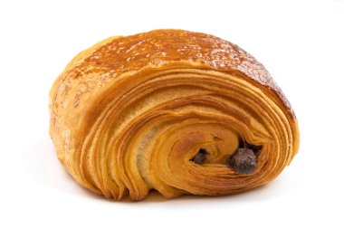 Beyaz arka planda çikolatalı ekmek.