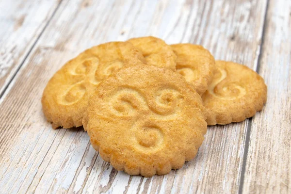 Biscoitos Bretão Uma Mesa Madeira — Fotografia de Stock