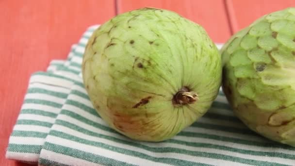 Frutas Frescas Cherimoya Primer Plano — Vídeo de stock