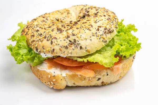 Sandwich Salmon Cheese Lettuce — Stock Photo, Image