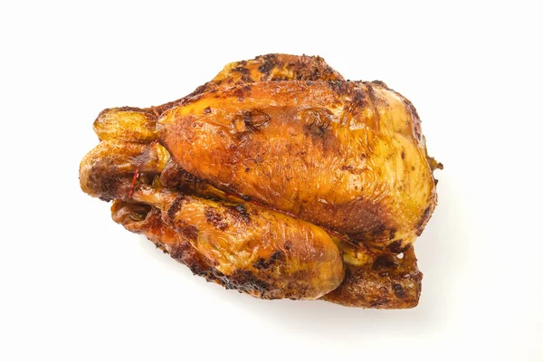 Close View Delicious Whole Grilled Chicken Isolated White Background — Stok Foto