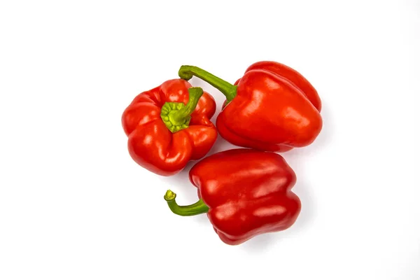 Piros Érett Paprika Izolált Fehér Alapon — Stock Fotó