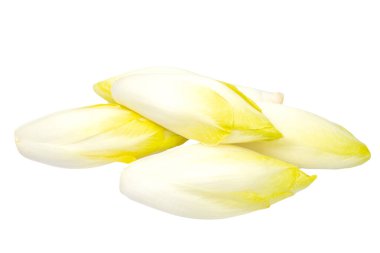 Beyaz arkaplanda izole edilmiş birkaç ham hindiba