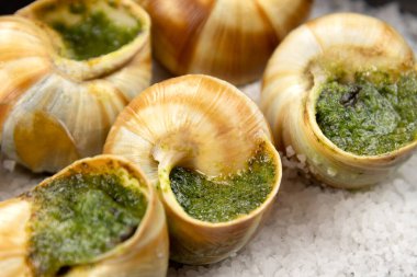 Maydanozlu ve sarımsaklı taze salyangoz. 