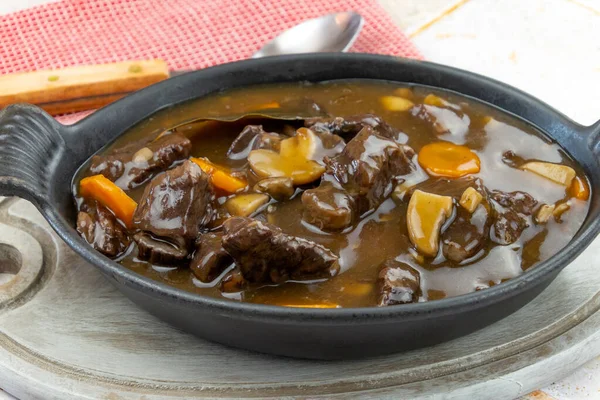 Franse Schotel Beef Bourguignon Tafel — Stockfoto