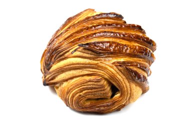 yakın plan çikolatalı ekmek beyaz arka planda izole