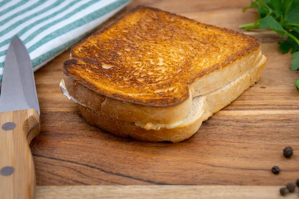 Franse Warme Boterham Croque Monsieur Bestaande Uit Brood Kaas Ham — Stockfoto