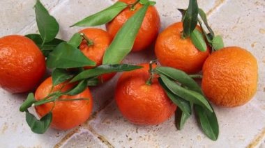 Yaprakları yakın planda olan bir grup Clementine.