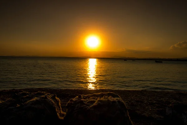 Belo Pôr Sol Sobre Mar Hammamet Cidade Tunísia — Fotografia de Stock