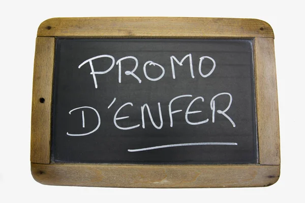 Slate Writing French Promo Enfer — Stock Photo, Image