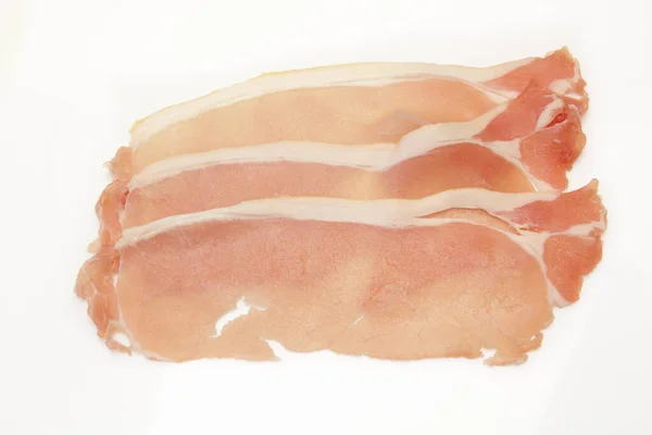 Slices Bacon Isolated White Background — Stock Photo, Image